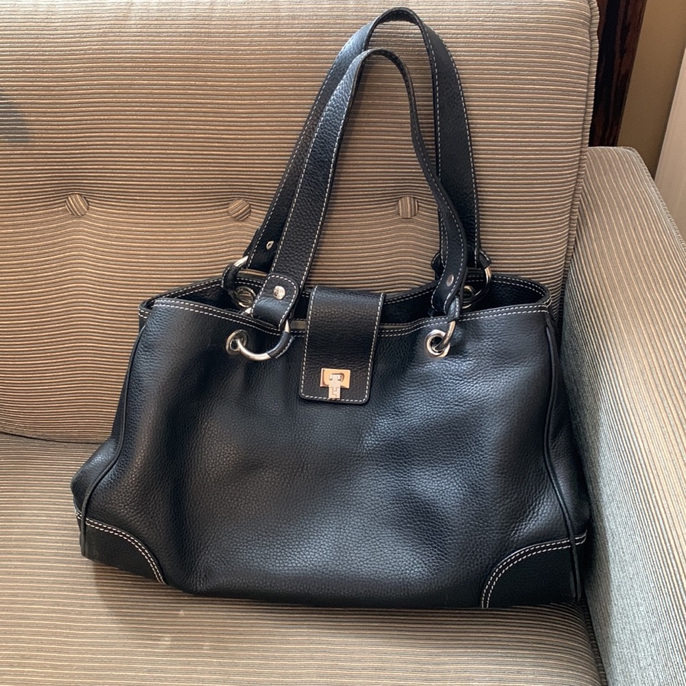 Lambertson Truex black pebbled leather tote